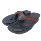 Gucci Sherry Line Thong Sandals Beach GG Logo Leather Switch 8 Black