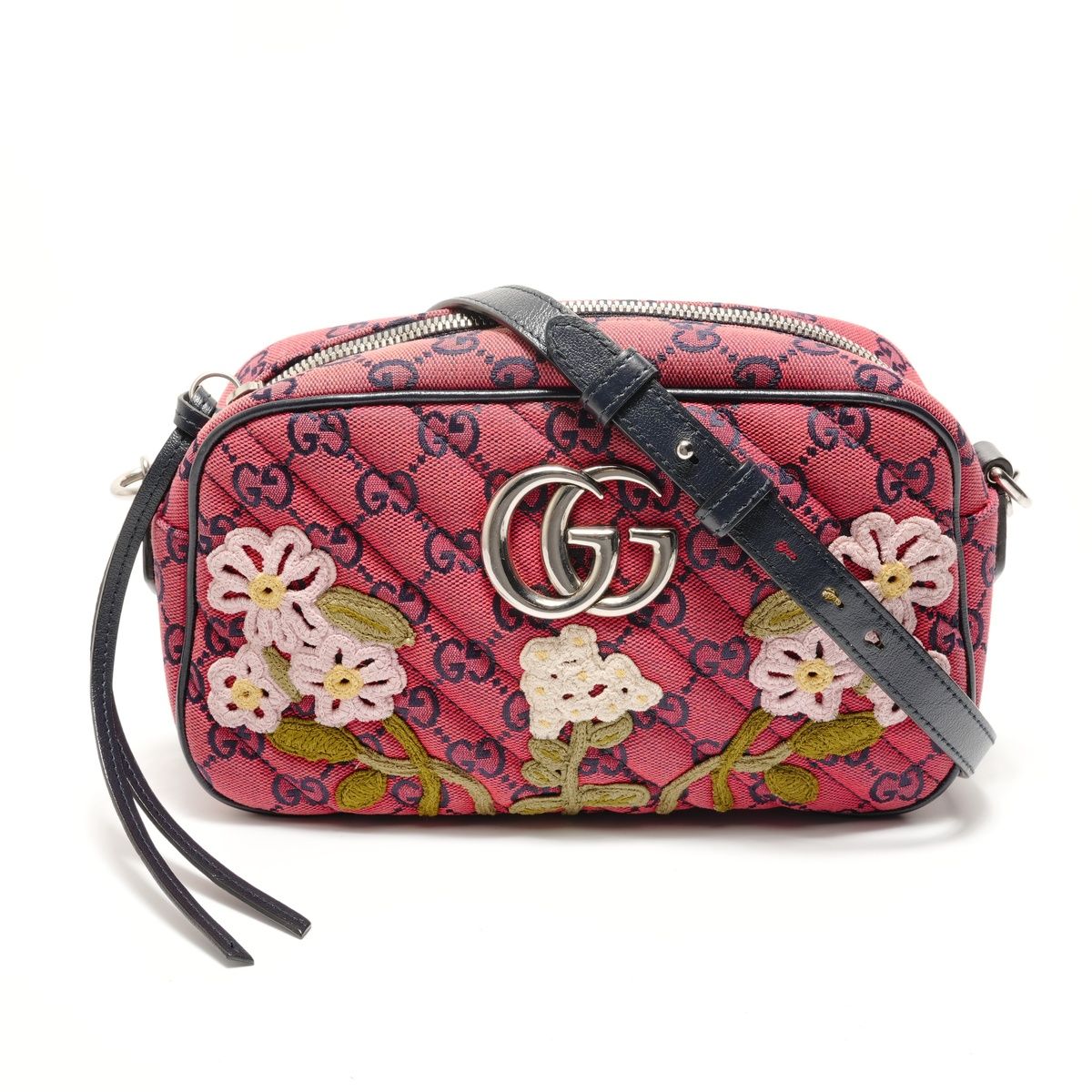Gucci Shoulder Bag GG Marmont Canvas Embroidery Chain