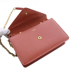 Celine Chain Wallet Shoulder Bag Leather Brown KH — view 5