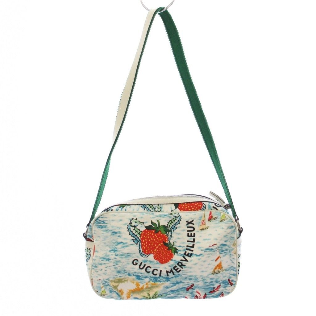 Gucci Children Shoulder Bag All Over Pattern Nylon Light Blue White — view 3