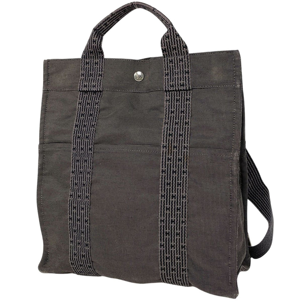Hermes Her Line a Dos MM Backpack Nylon Canvas Gray