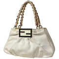 Fendi Zucca Logo Chain Handbag Canvas Ivory Beige