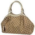 Gucci GG Pattern Ski Handbag Canvas Beige Ivory