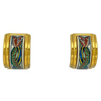 Hermes Enamel Earrings Gold Plated White