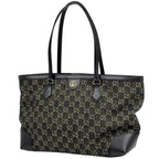 Gucci GG Pattern Tote Shoulder Bag Denim Black