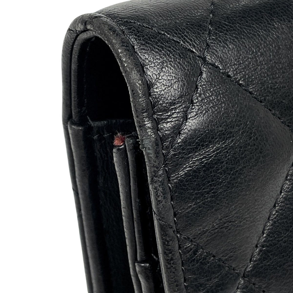 Chanel CC Logo Chain Wallet Quilted Leather Black — view 9