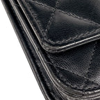 Chanel CC Logo Chain Wallet Quilted Leather Black — view 7