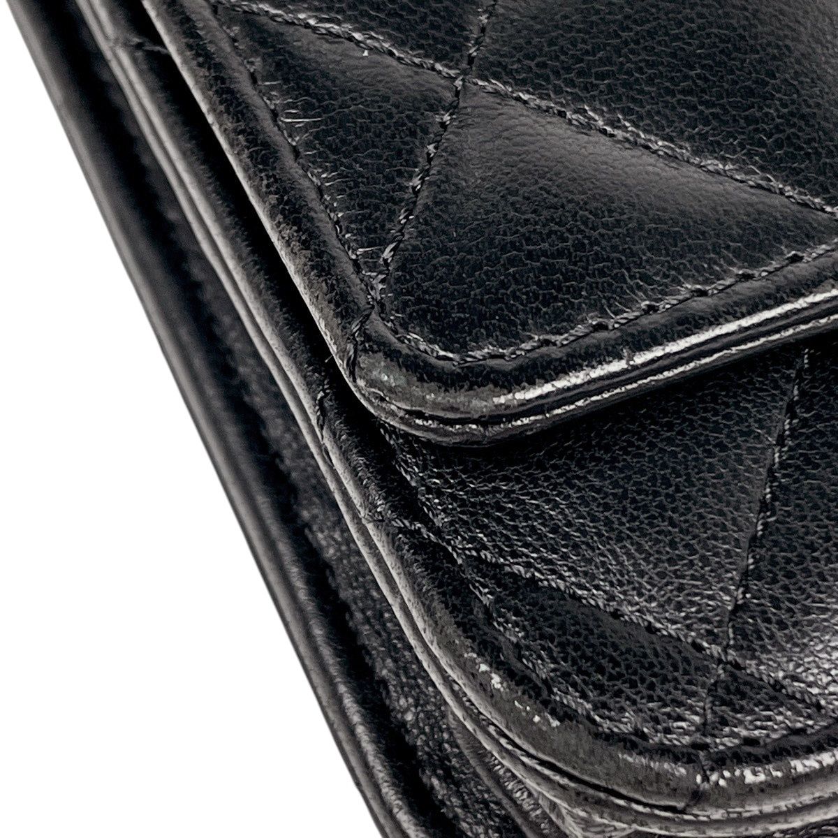 Chanel CC Logo Chain Wallet Quilted Leather Black — view 7