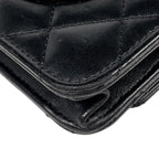 Chanel CC Logo Chain Wallet Quilted Leather Black — view 6
