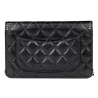 Chanel CC Logo Chain Wallet Quilted Leather Black — view 3