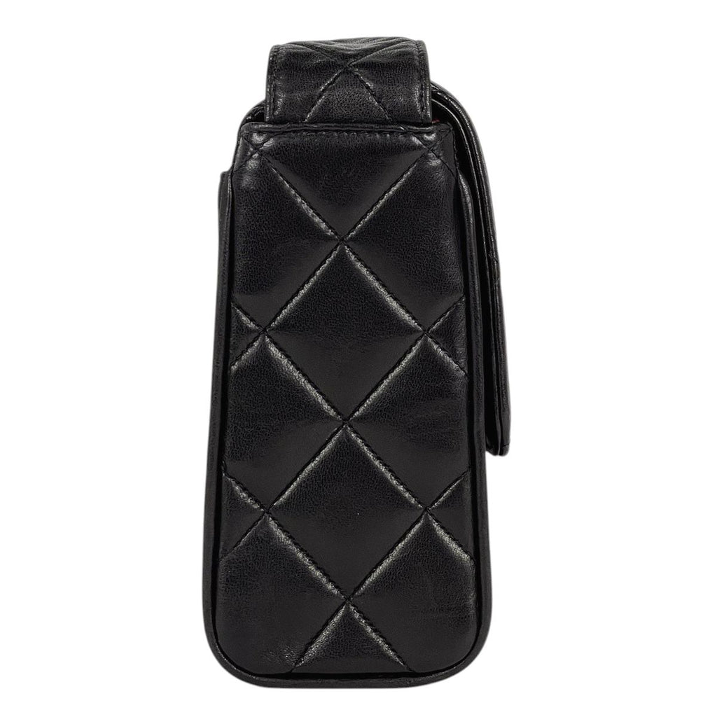 Chanel CC Logo Shoulder Bag Quilted Leather Black — view 4