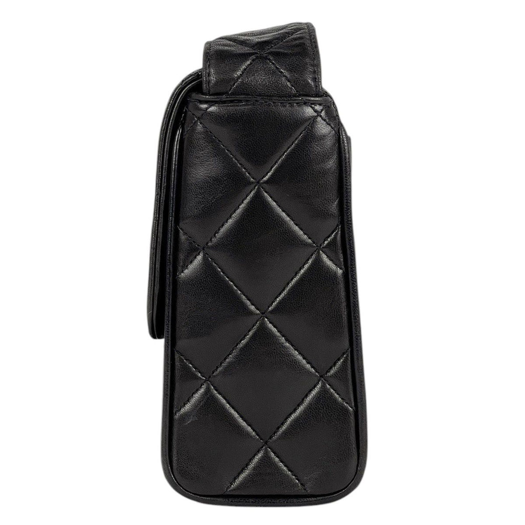 Chanel CC Logo Shoulder Bag Quilted Leather Black — view 2