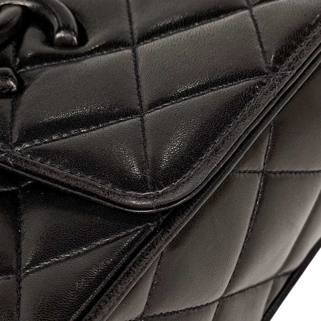 Chanel CC Logo Shoulder Bag Quilted Leather Black — view 7