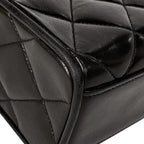 Chanel CC Logo Shoulder Bag Quilted Leather Black — view 6