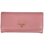Prada Logo Bifold Wallet Leather Pink