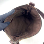 Gucci GG Canvas Leather Brown Beige Shoulder Bag Silver — view 3
