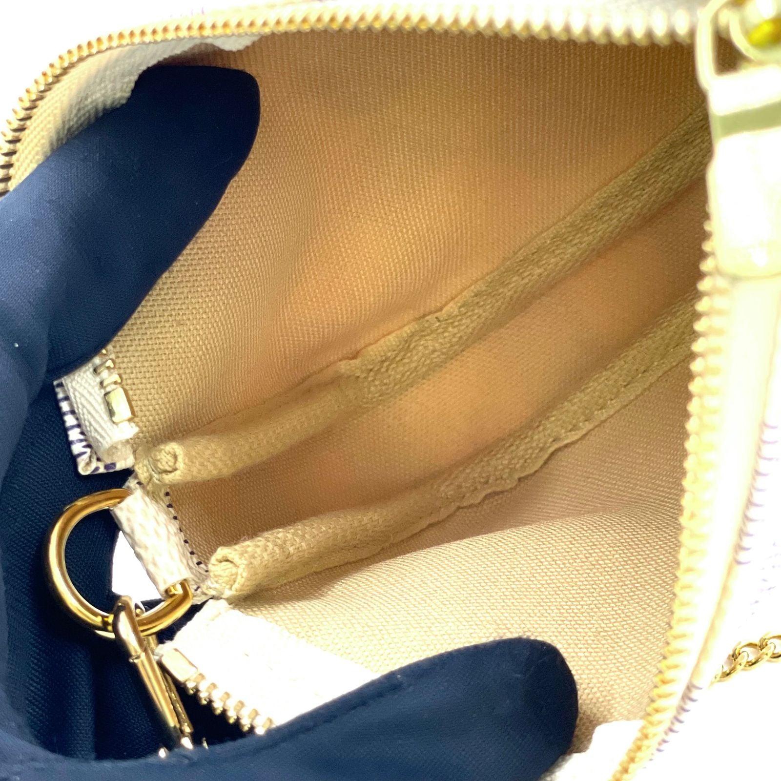 Louis Vuitton Mini Pochette Accessoire Damier Azur White Handbag Gold — view 5