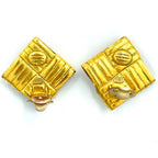 Chanel CC Logo Square Gold Plated Earrings — view 8