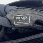 Prada Triangle Logo Stitch Nylon Black Tote Silver — view 4