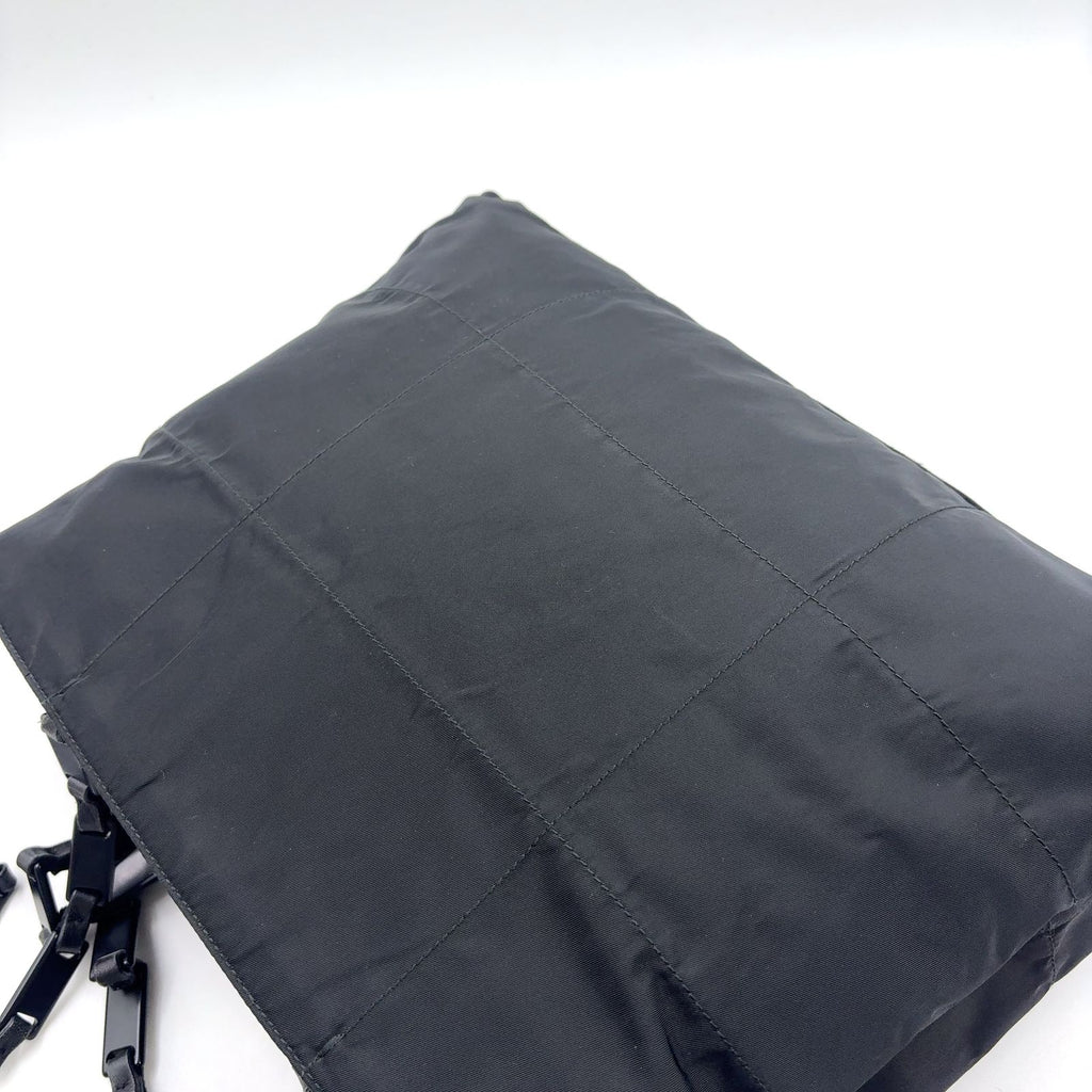 Prada Triangle Logo Stitch Nylon Black Tote Silver — view 5