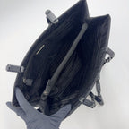 Prada Triangle Logo Stitch Nylon Black Tote Silver — view 3