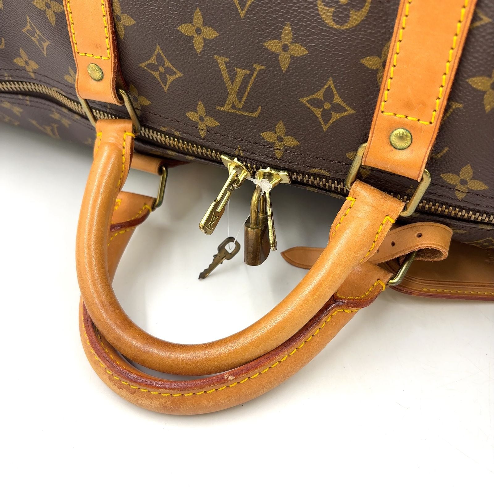 Louis Vuitton Keepall 60 Monogram Leather Brown Boston Bag Gold — view 7