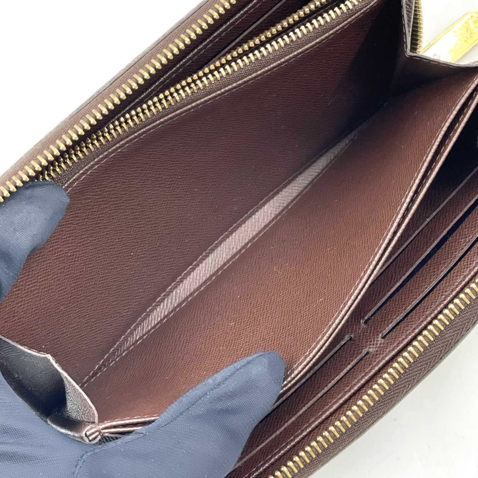 Louis Vuitton Zippy Wallet Damier Ebene Brown Round Gold — view 9