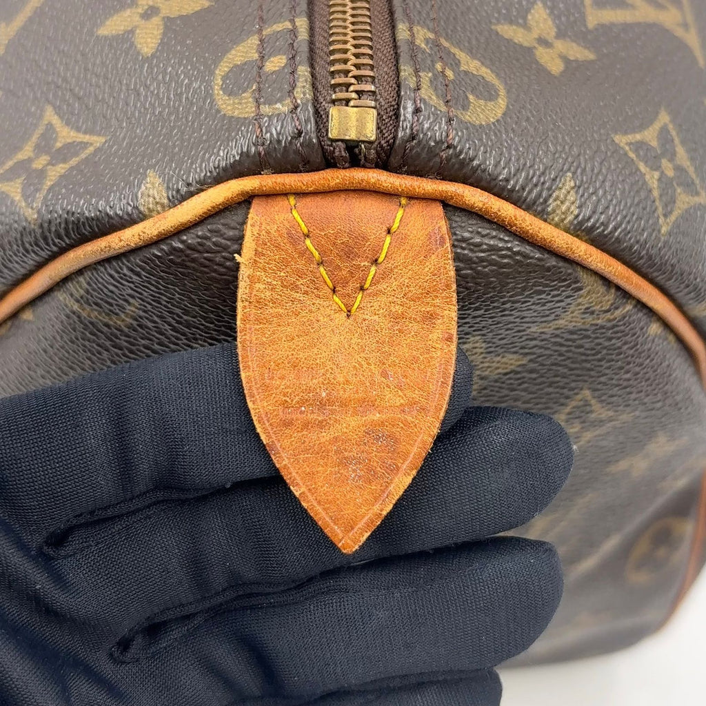 Louis Vuitton Speedy 35 Monogram Leather Brown Handbag Gold — view 4