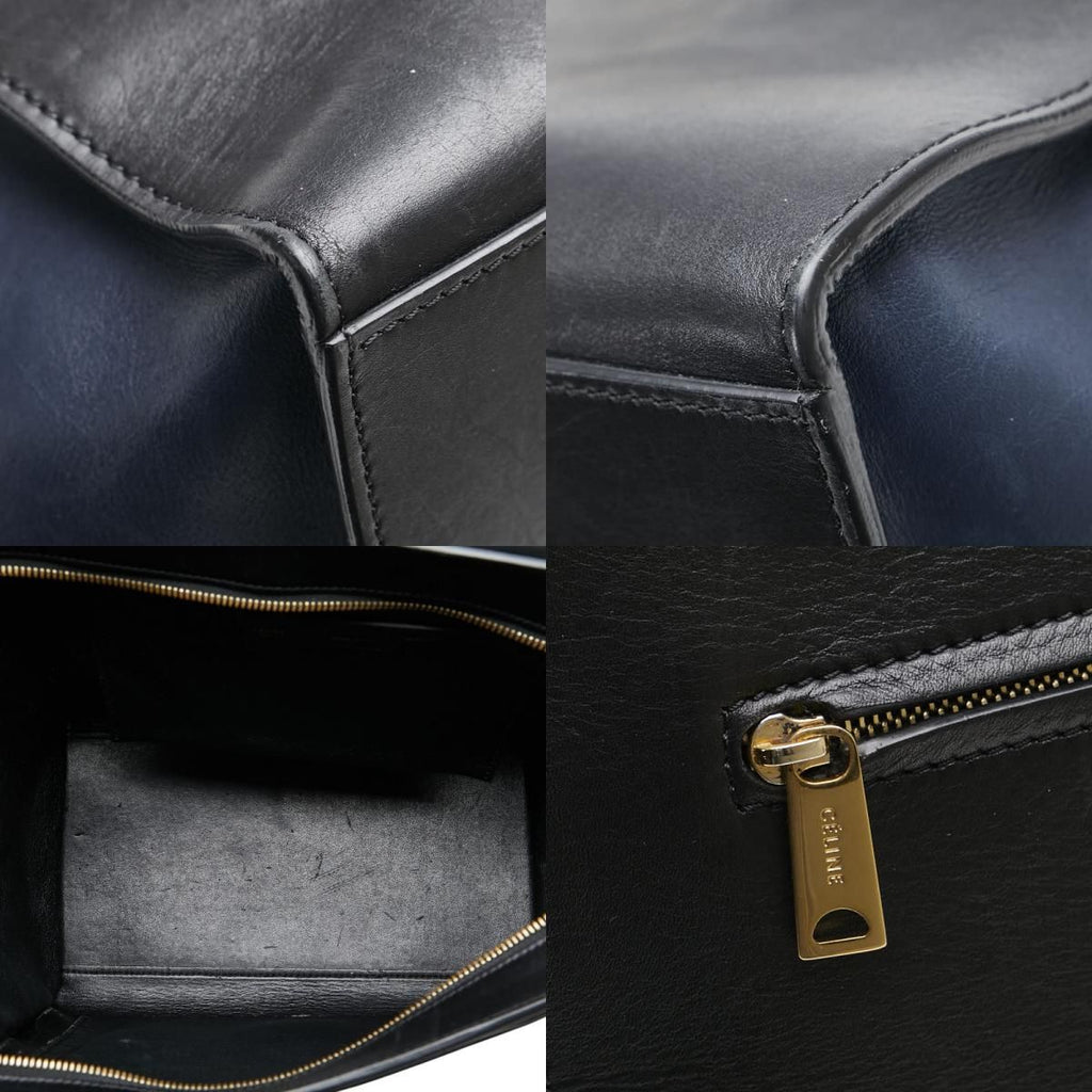 Celine Trapeze 2-Way Shoulder Bag Black Gray Navy Leather Suede — view 9