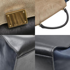 Celine Trapeze 2-Way Shoulder Bag Black Gray Navy Leather Suede — view 8