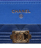 Chanel Chain Shoulder Bag Wallet Gold Caviar Leather Bow Quilted — view 4