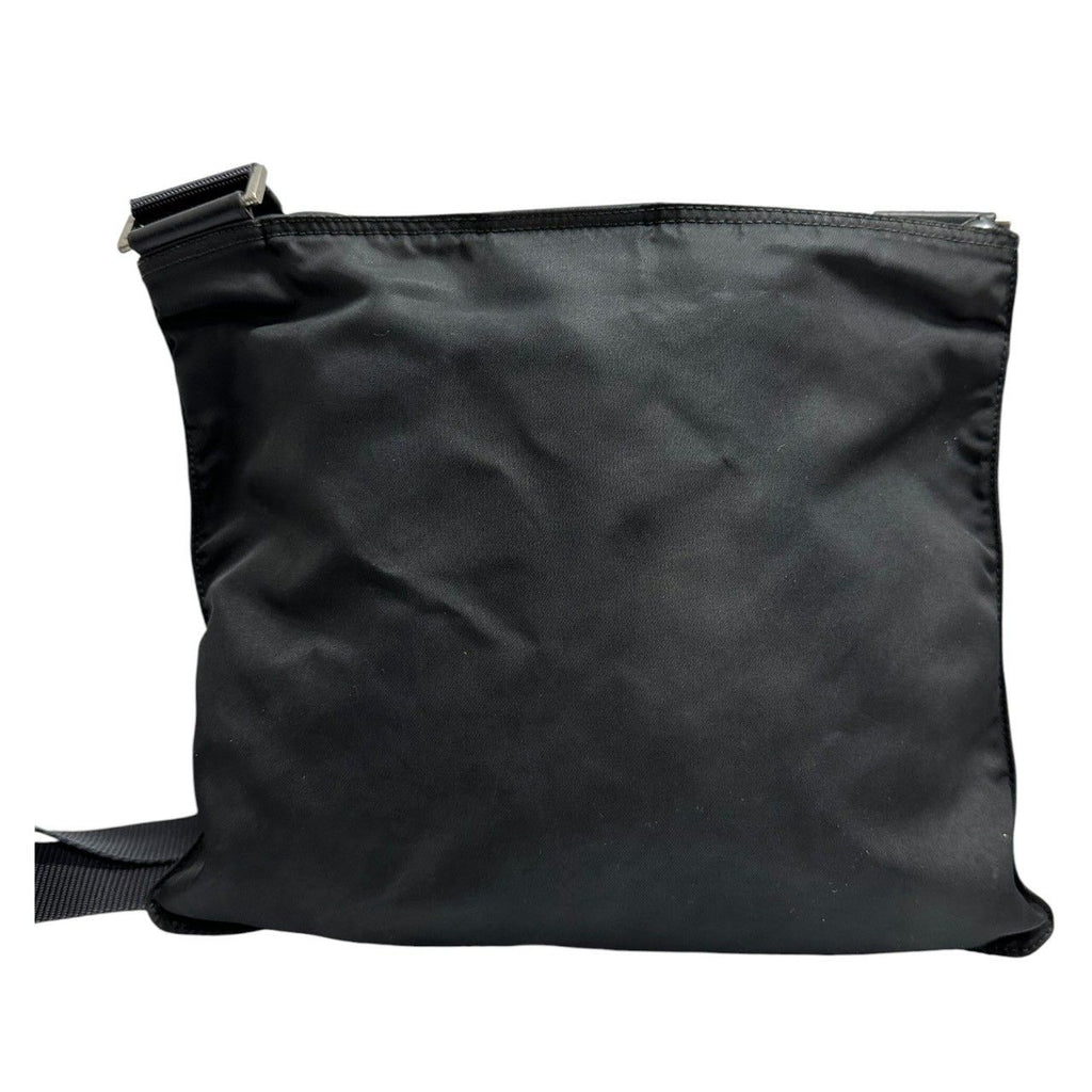 Prada Tessuto Triangle Logo Black Silver Nylon Shoulder Bag — view 2
