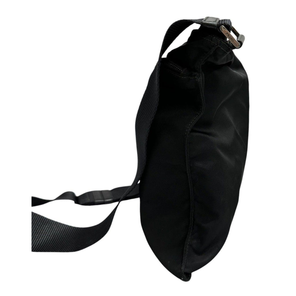 Prada Tessuto Triangle Logo Black Silver Nylon Shoulder Bag — view 4