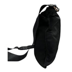 Prada Tessuto Triangle Logo Black Silver Nylon Shoulder Bag — view 4