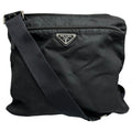 Prada Tessuto Triangle Logo Black Silver Nylon Shoulder Bag