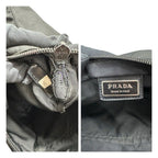 Prada Tessuto Triangle Logo Black Silver Nylon Shoulder Bag — view 9