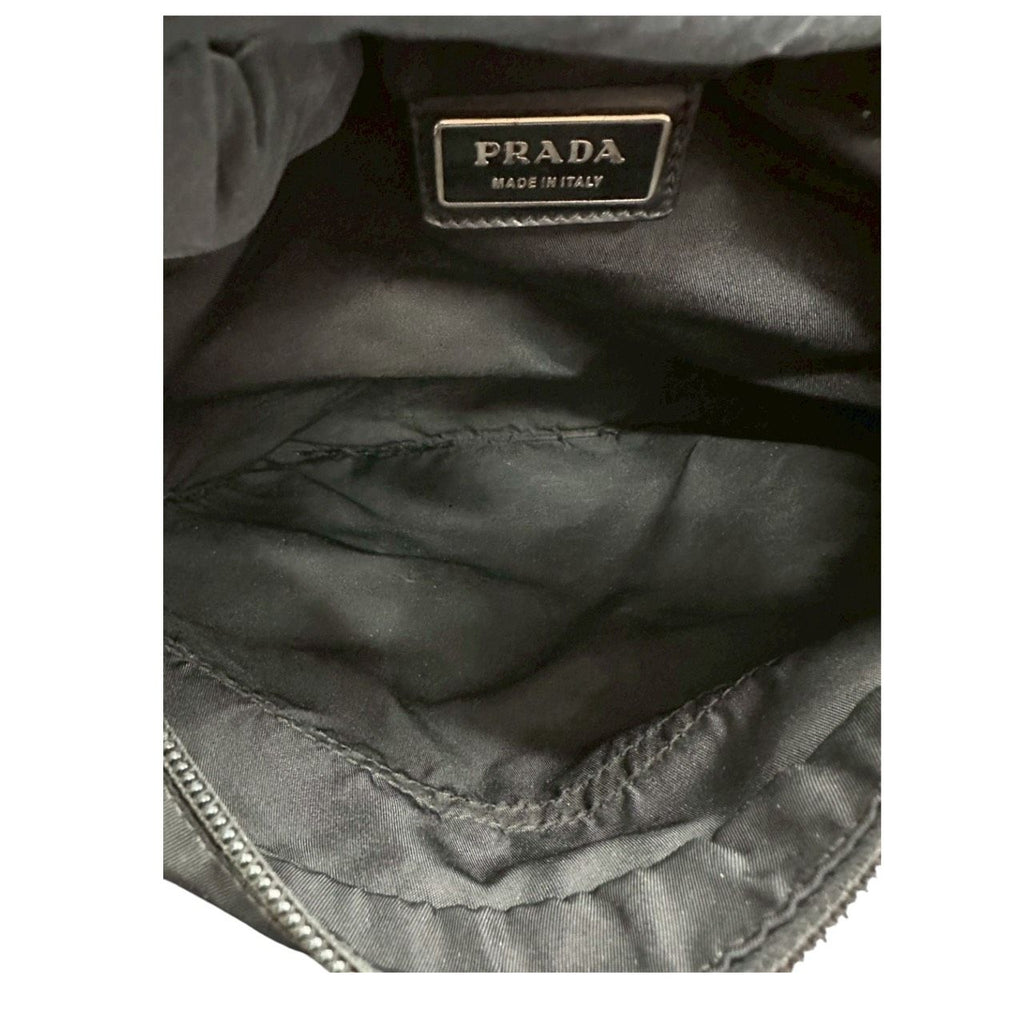 Prada Tessuto Triangle Logo Black Silver Nylon Shoulder Bag — view 7