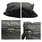 Prada Tessuto Triangle Logo Black Silver Nylon Shoulder Bag — view 5