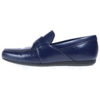 Prada Leather Coin Penny Loafers Low Cut Shoes Navy