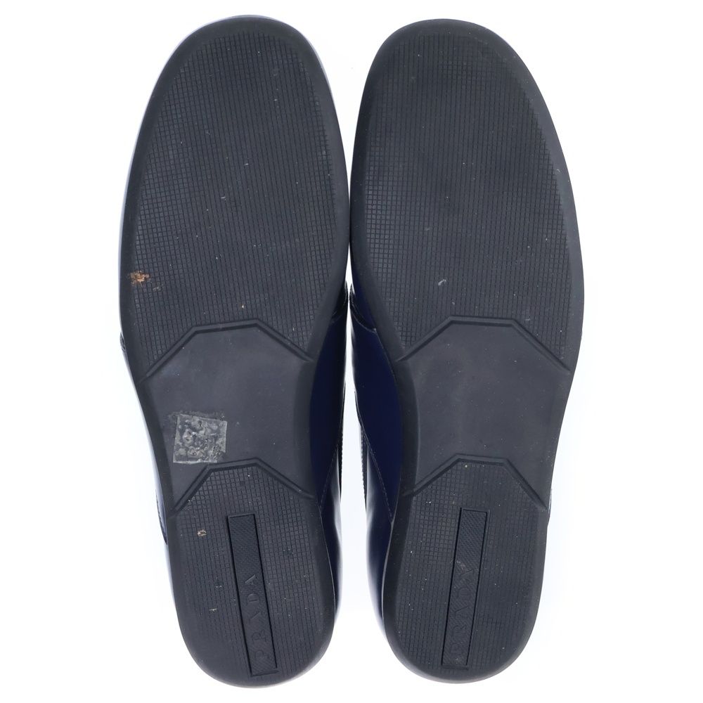 Prada Leather Coin Penny Loafers Low Cut Shoes Navy — view 5