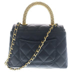 Chanel Quilted Coco Handle 16 2-Way Shoulder Bag Chain Black Lambskin Gold — view 2