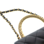 Chanel Quilted Coco Handle 16 2-Way Shoulder Bag Chain Black Lambskin Gold — view 5