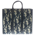 Dior East West O-Oblique Kumaxi Canvas Leather Tote Navy Black — view 2