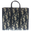 Dior East West O-Oblique Kumaxi Canvas Leather Tote Navy Black
