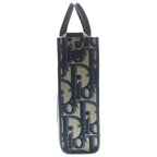 Dior East West O-Oblique Kumaxi Canvas Leather Tote Navy Black — view 3