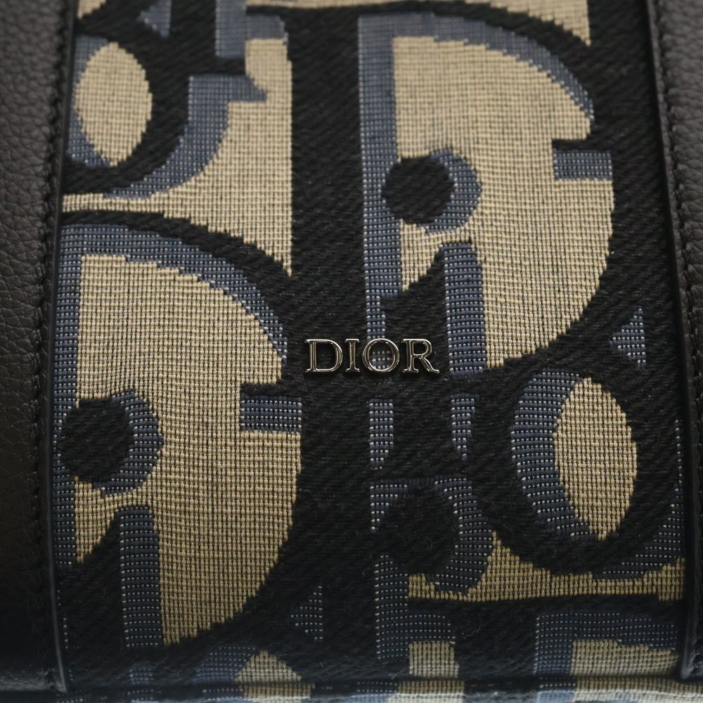 Dior East West O-Oblique Kumaxi Canvas Leather Tote Navy Black — view 5