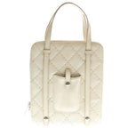 Chanel Wild Stitch Tablet Case Tote White Leather Silver