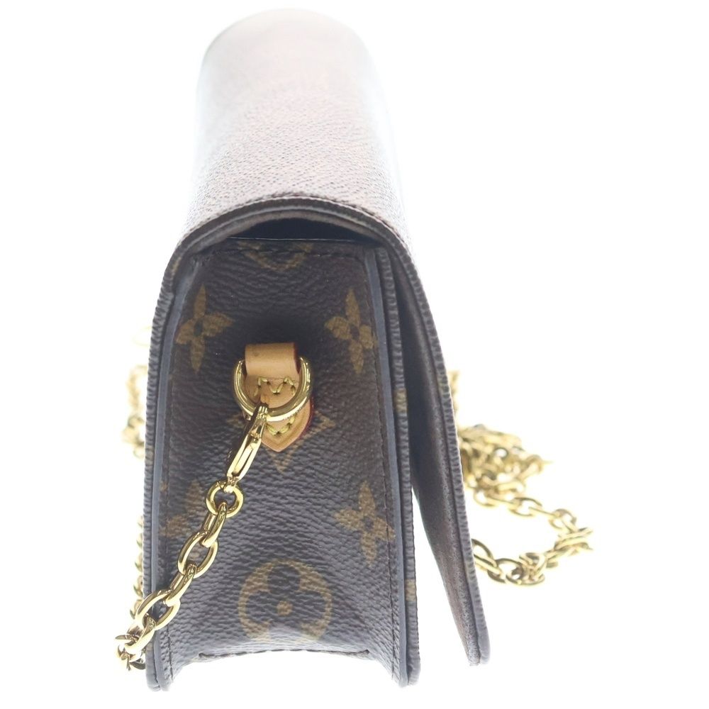 Louis Vuitton Monogram Wallet on Chain Lily Mini Shoulder Bag Brown Leather Gold — view 3