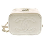 Chanel Mini Vanity Shoulder Bag Chain Caviar Leather White Gold — view 5