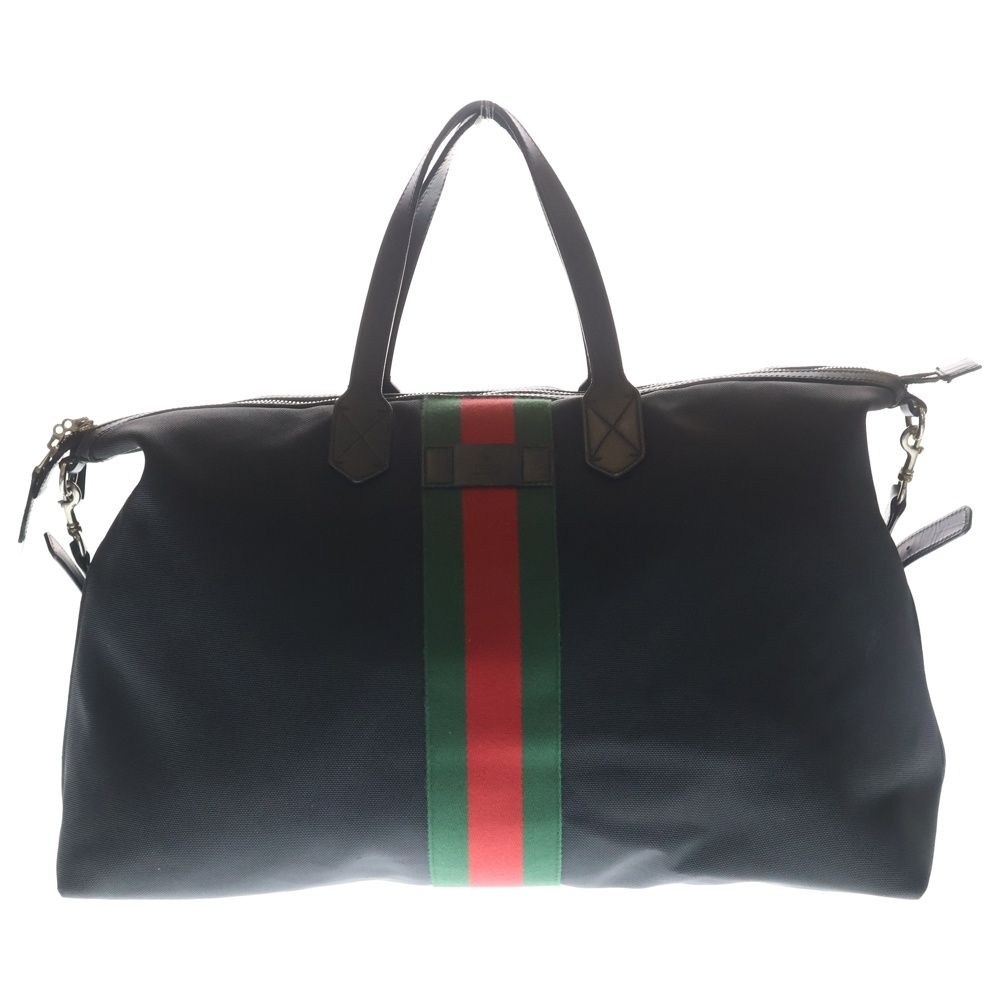 Gucci Sherry Line Canvas Leather 2-Way Boston Bag Black